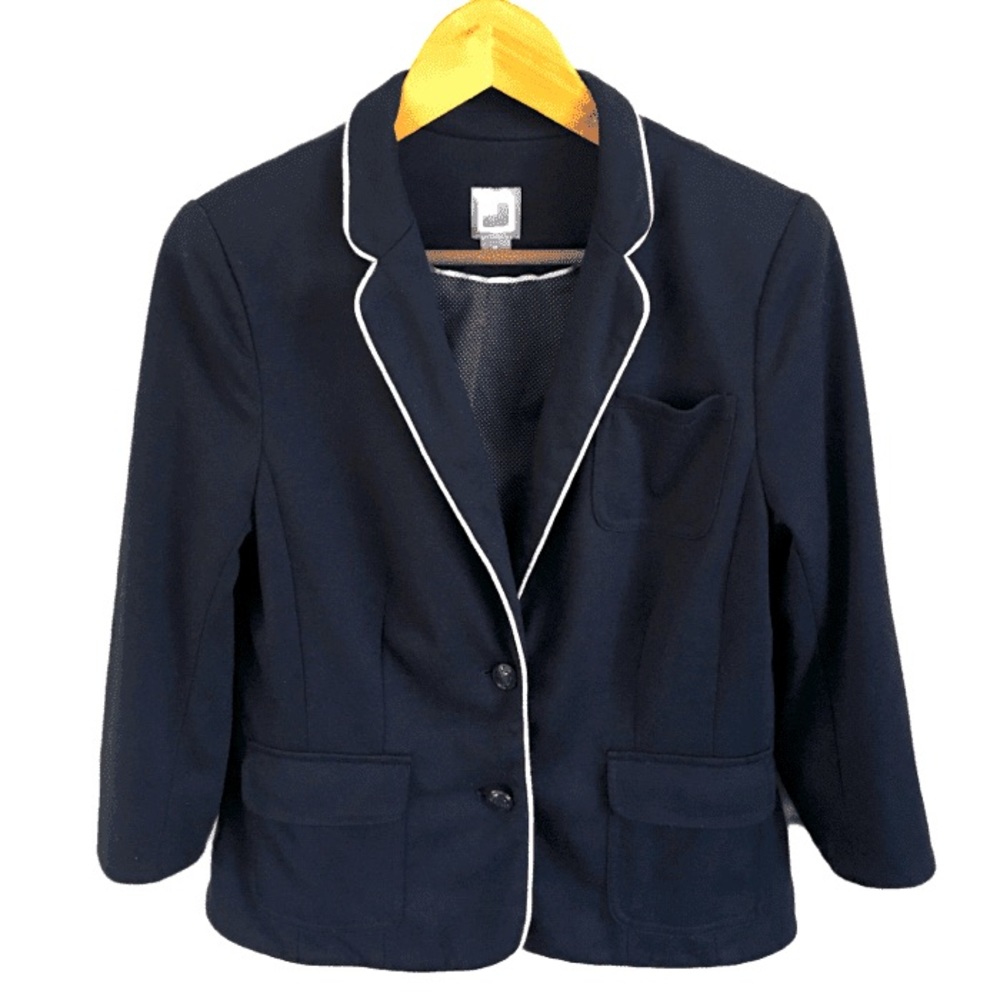 JCP NAVY WITH WHITE BORDER SUIT JACKET size M